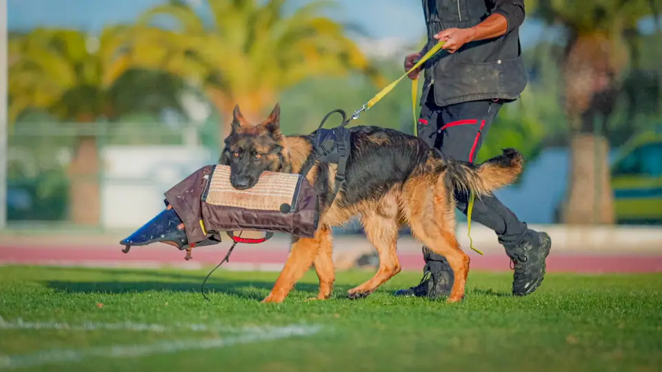 German Shepherd protection dog in obedience training